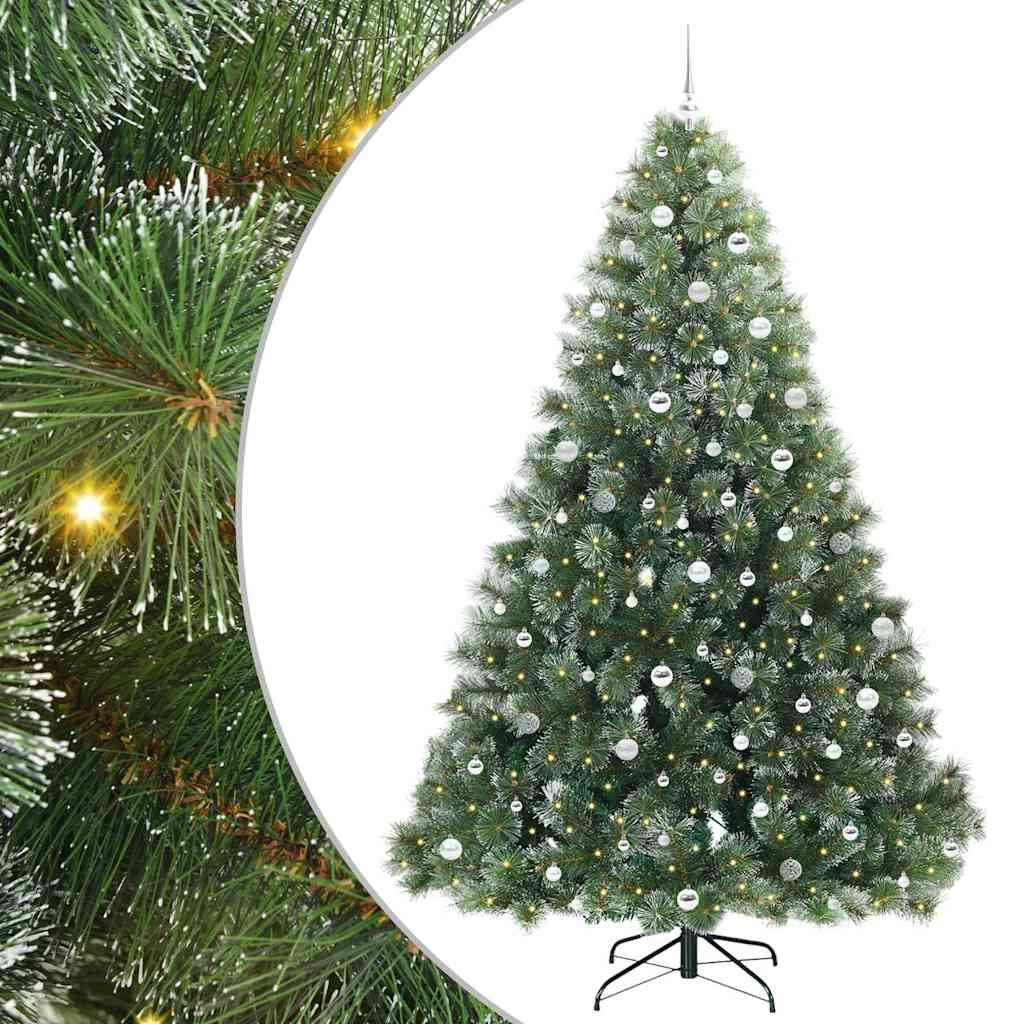 Kunstig juletre med 300 LED med stativ grønn 240 cm PE og PVC