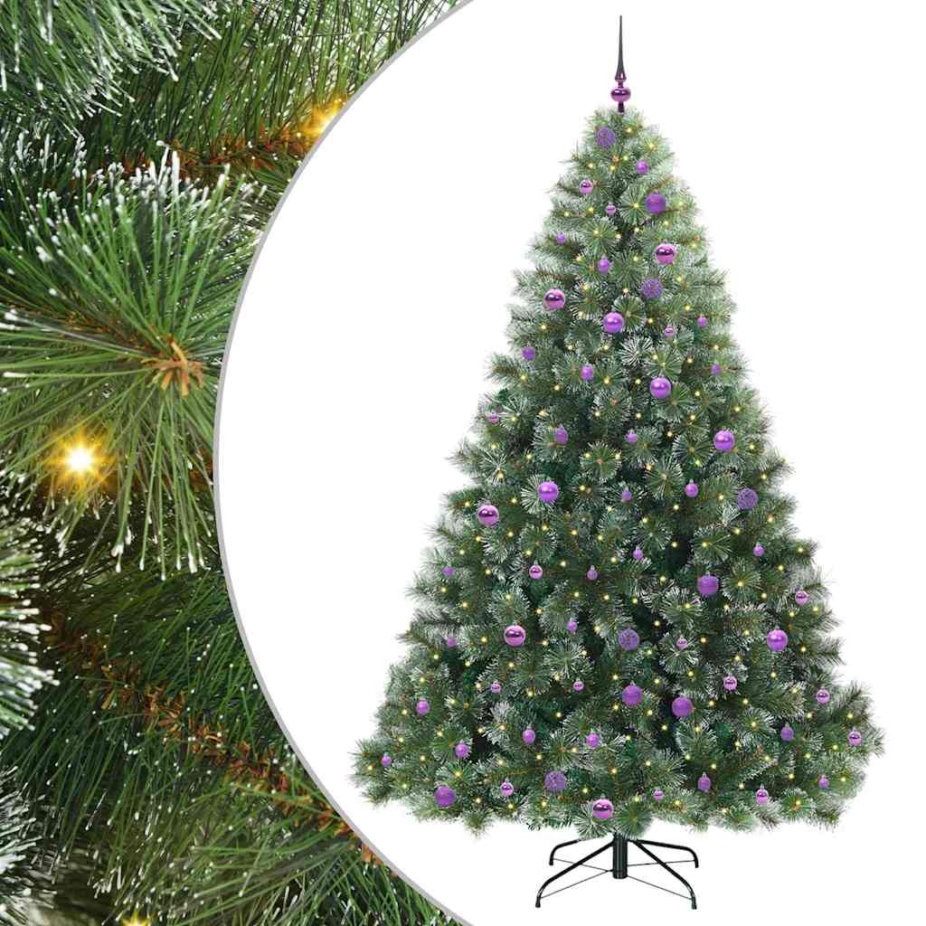 Kunstig juletre med 300 LED med stativ grønn 240 cm PE og PVC