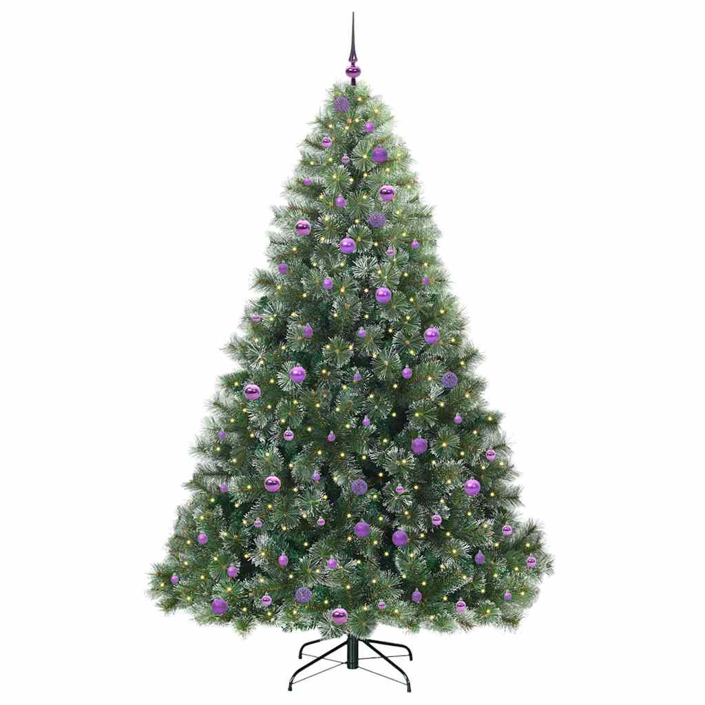 Kunstig juletre med 300 LED med stativ grønn 240 cm PE og PVC