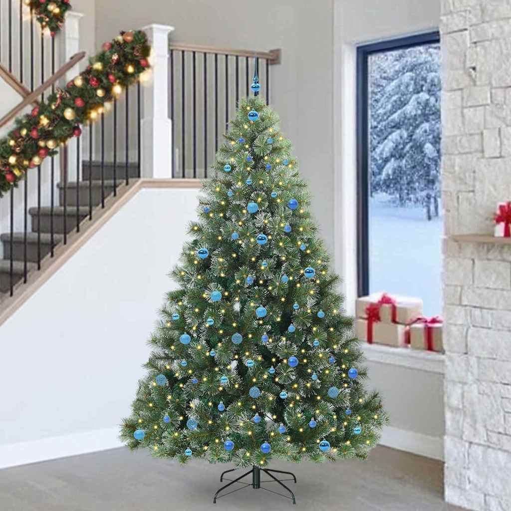 Kunstig juletre med 300 LED med stativ grønn 240 cm PE og PVC