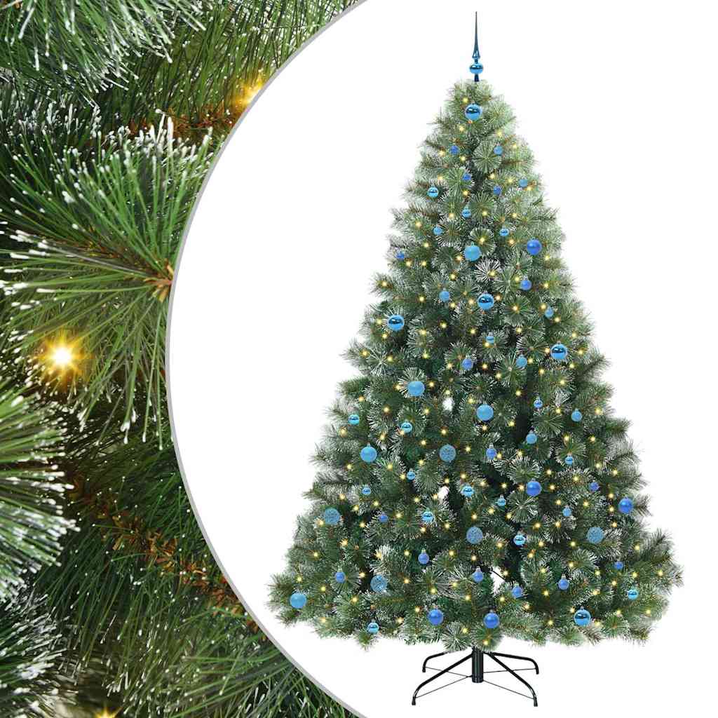 Kunstig juletre med 300 LED med stativ grønn 240 cm PE og PVC