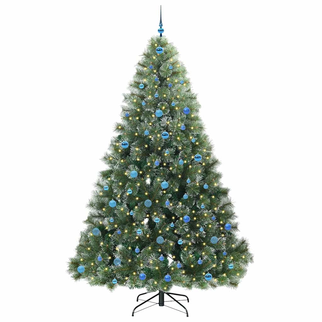Kunstig juletre med 300 LED med stativ grønn 240 cm PE og PVC