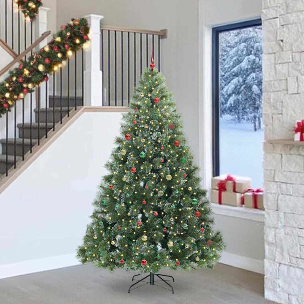 Kunstig juletre med 300 LED med stativ grønn 240 cm PE og PVC