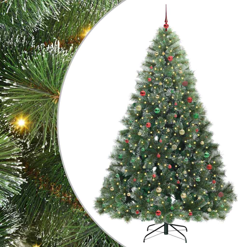 Kunstig juletre med 300 LED med stativ grønn 240 cm PE og PVC