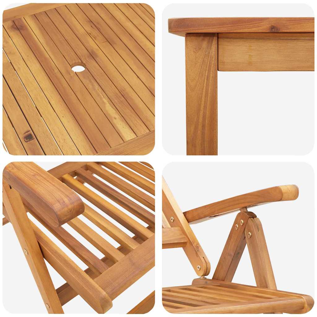 Hage Spisegruppe Sammenleggbar 7 pcs Brun Solid akasietre