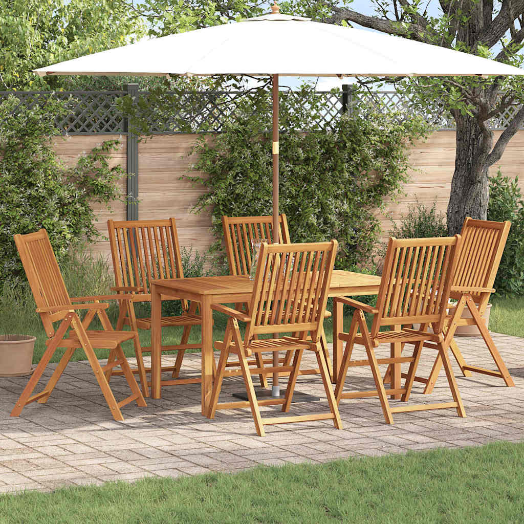 Hage Spisegruppe Sammenleggbar 7 pcs Brun Solid akasietre