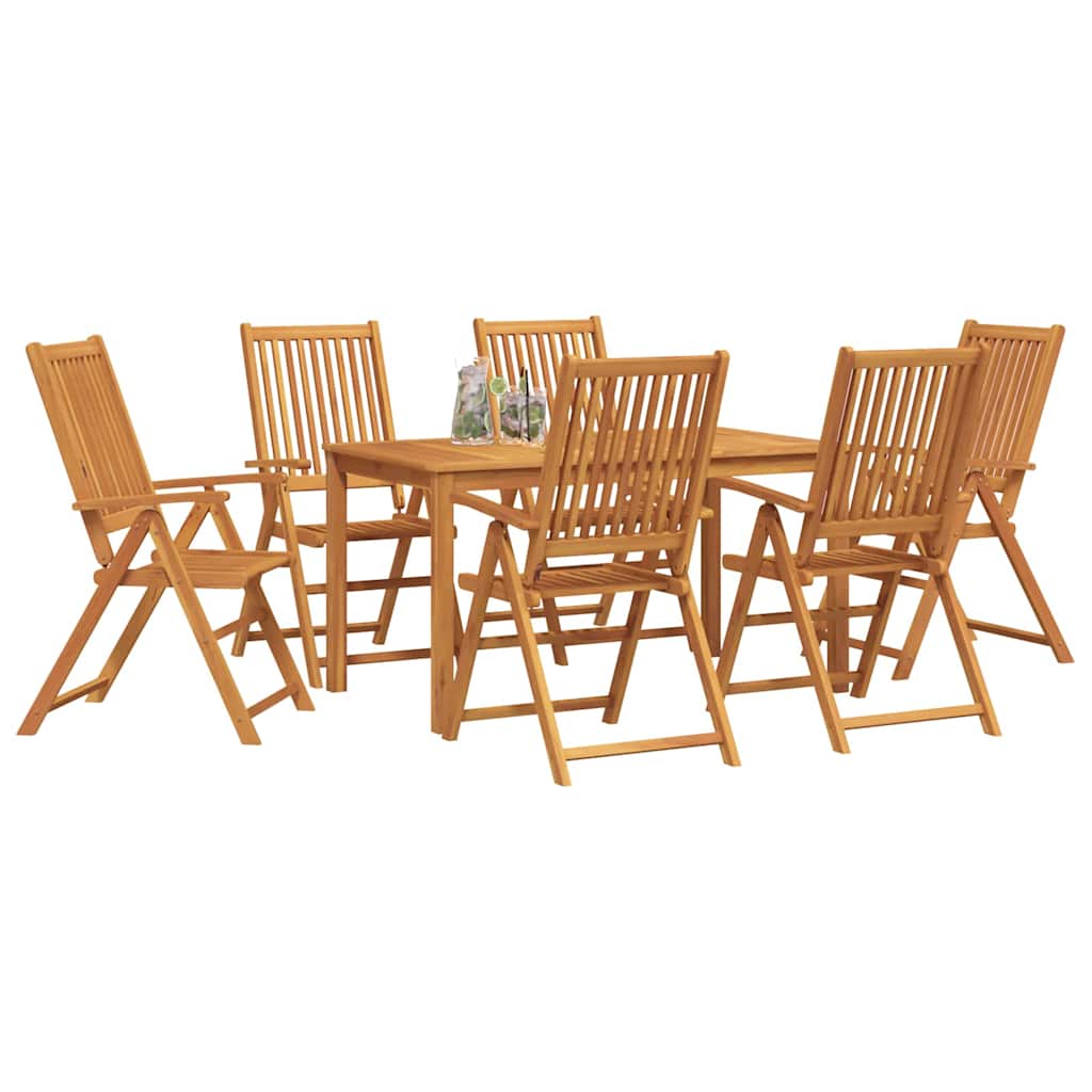 Hage Spisegruppe Sammenleggbar 7 pcs Brun Solid akasietre