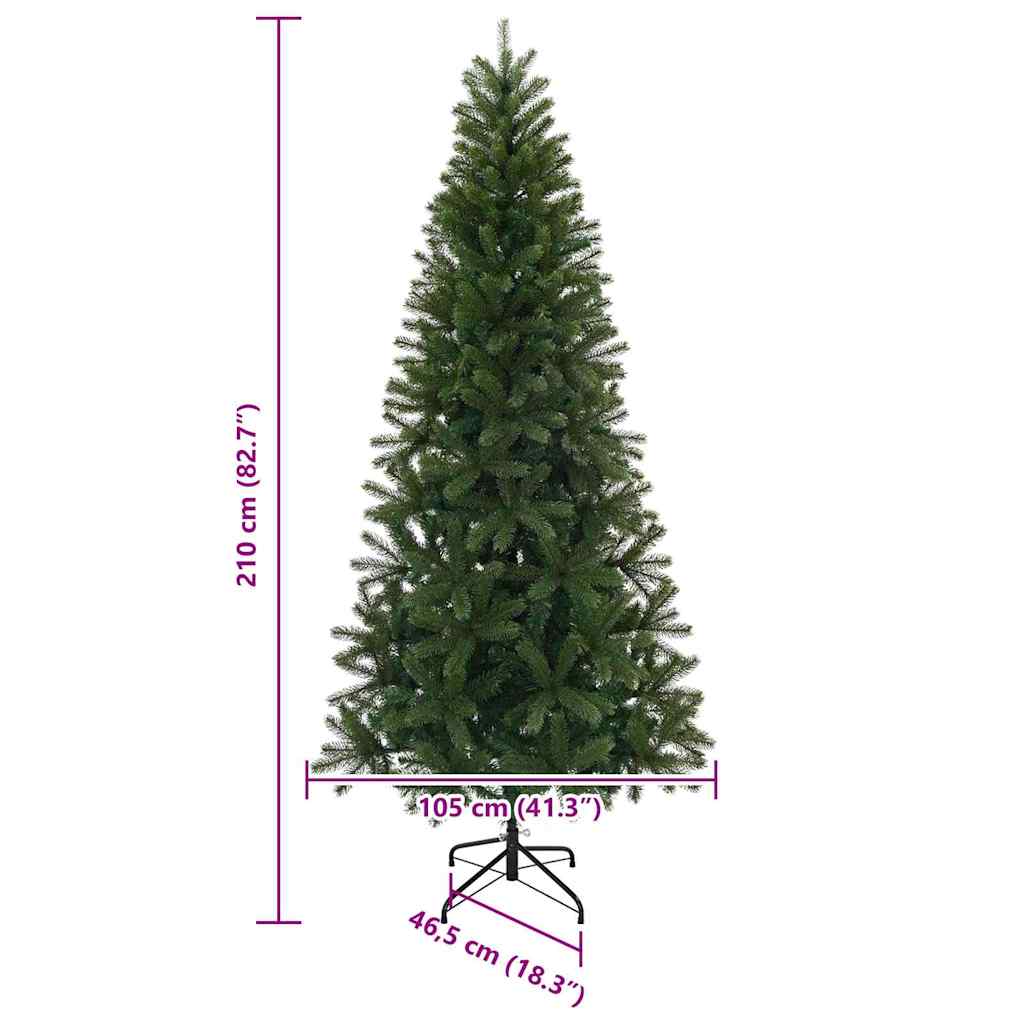 Kunstig juletre med stativ grønn 210 cm PVC, PE og stål