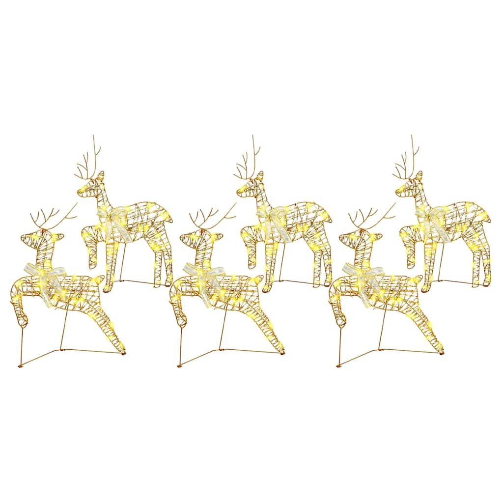 LED Reinsdyr med 180 LED 6 pcs Gull PET