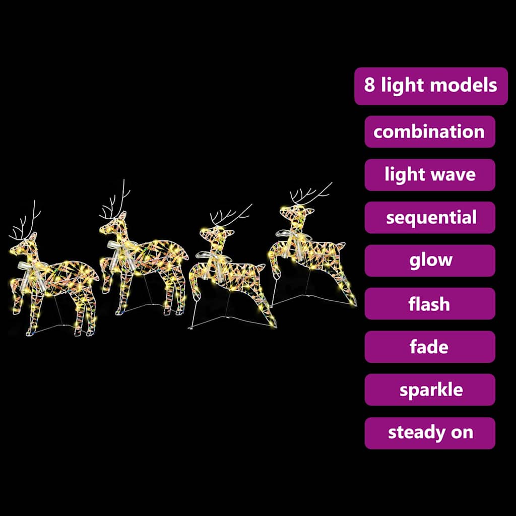 LED Reinsdyr med 80 LED 4 pcs Flerfarget PET
