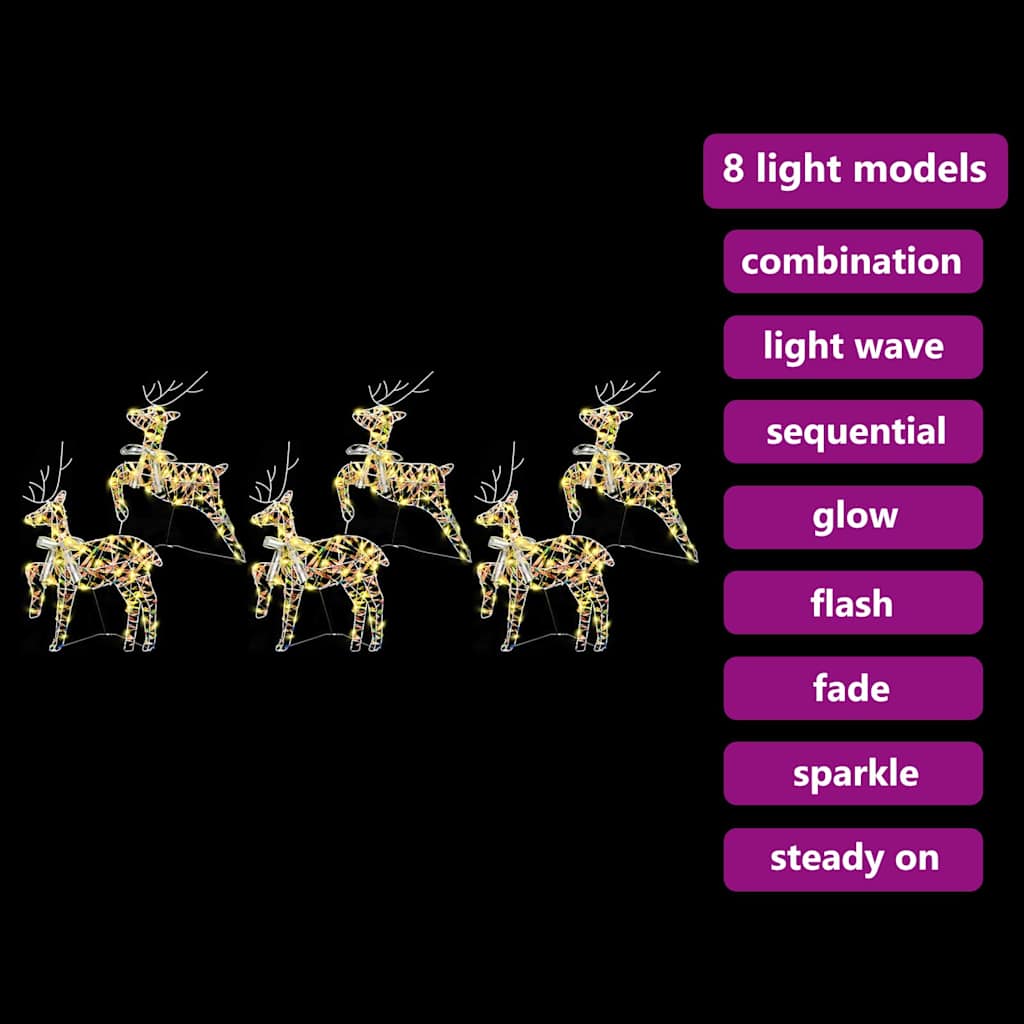 LED Reinsdyr med 180 LED 6 pcs Flerfarget PET