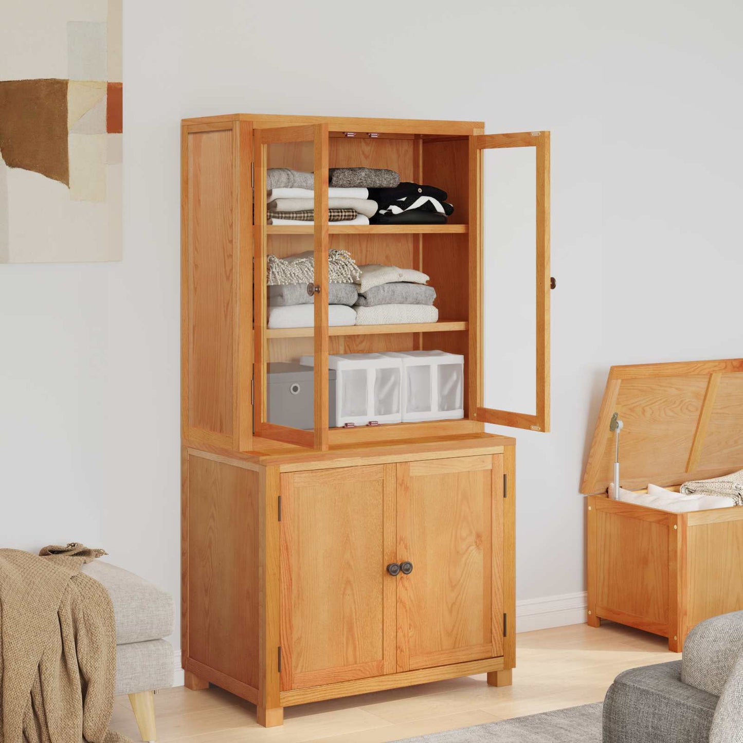 Lager møbelsett 2 stk. Brun 80 x 50 x 160 cm Massivt Eiketre