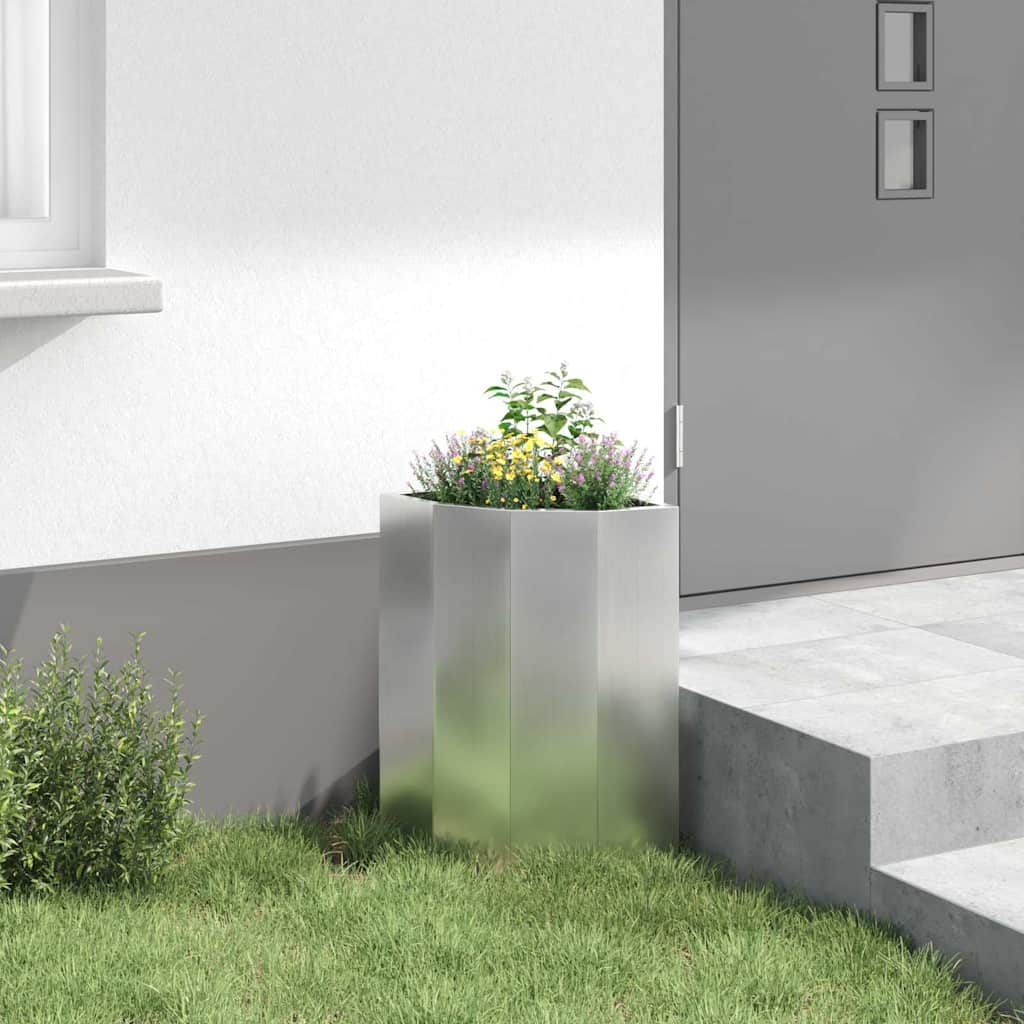 Hjørne Plante sølv 30 x 30 x 50 cm Galvanisert stål