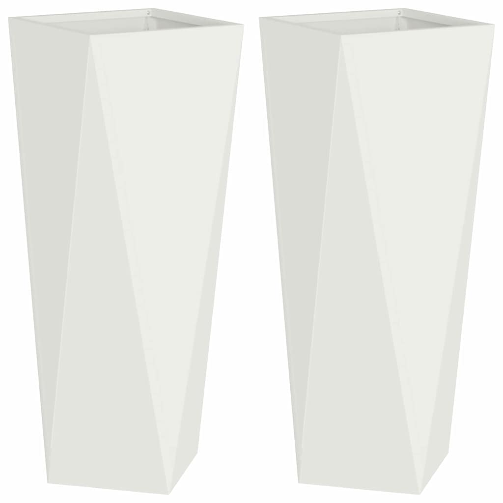 Plantekassed 2 pcs Hvit 30 x 30 x 75 cm Stål