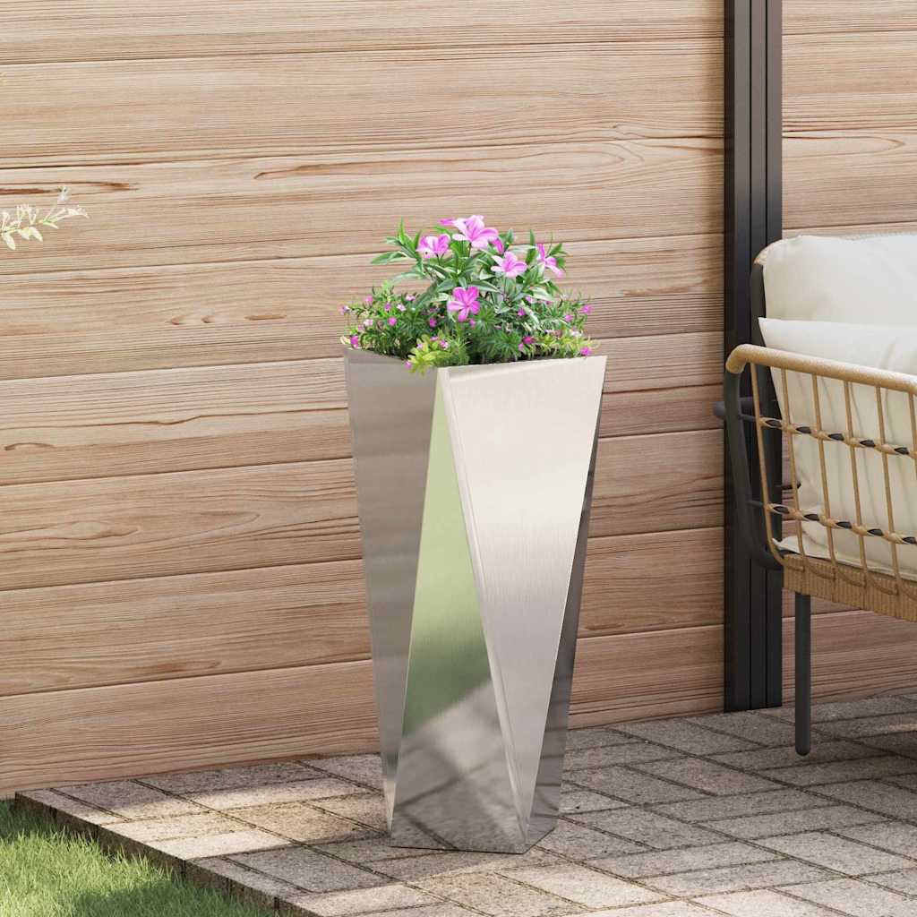 Plantekassed 2 pcs sølv 30 x 30 x 75 cm Rustfritt Stål