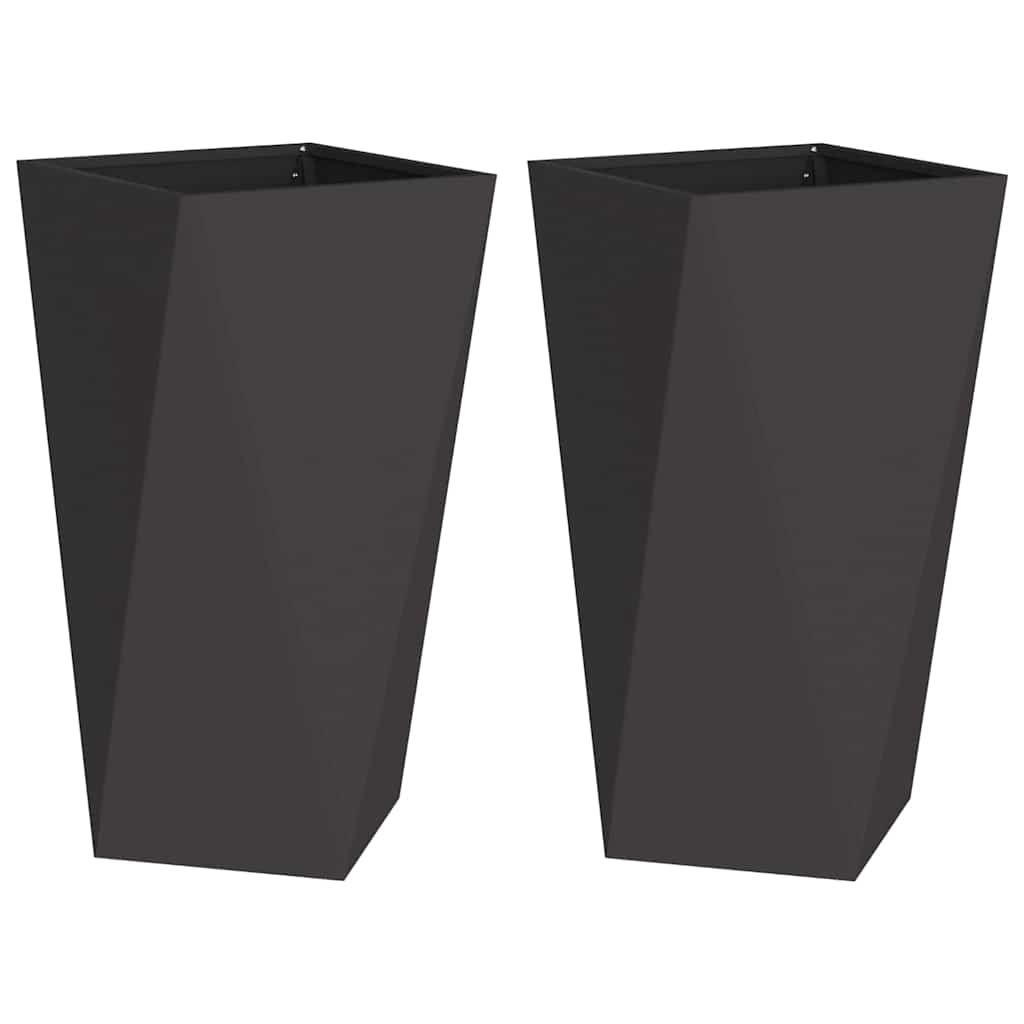 Plantekassed 2 pcs Svart 40 x 40 x 75 cm Stål