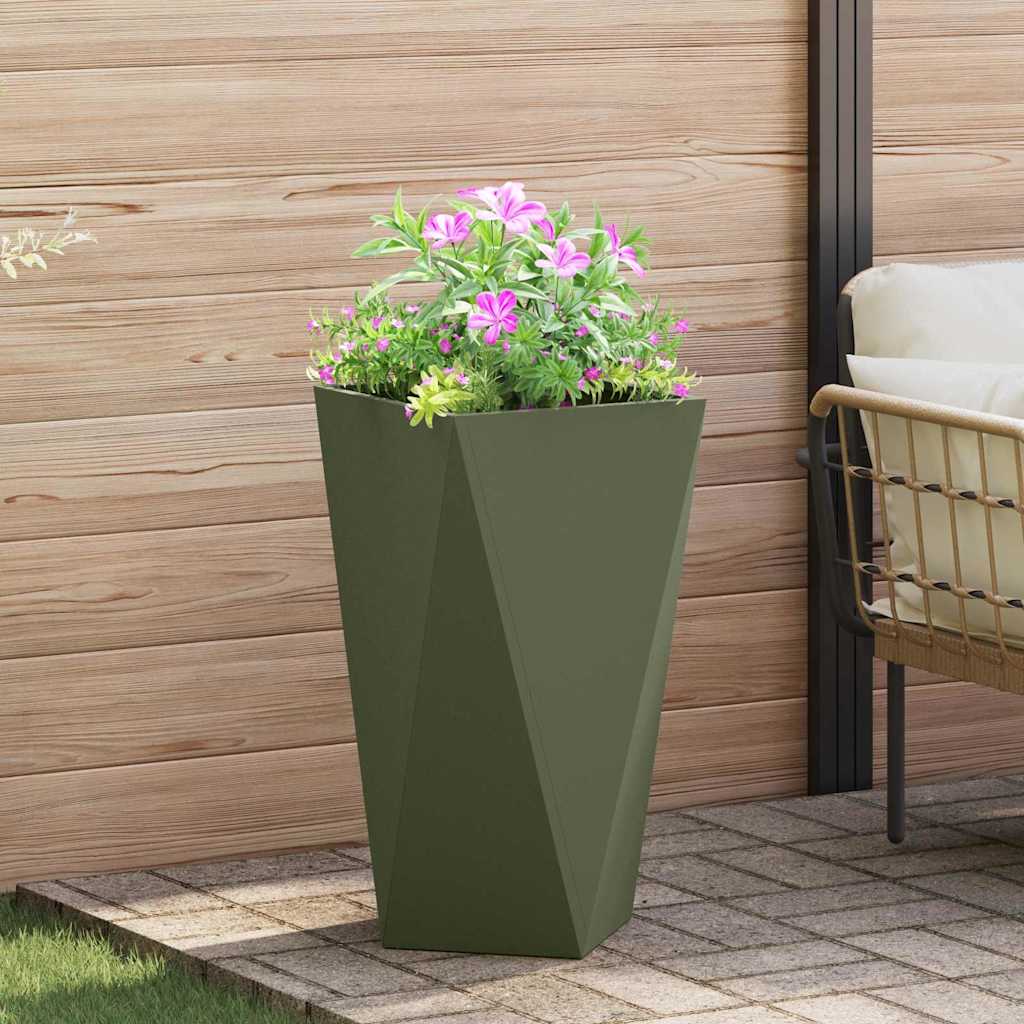 Plantekassed 2 pcs Olivengrønn 40 x 40 x 75 cm Stål