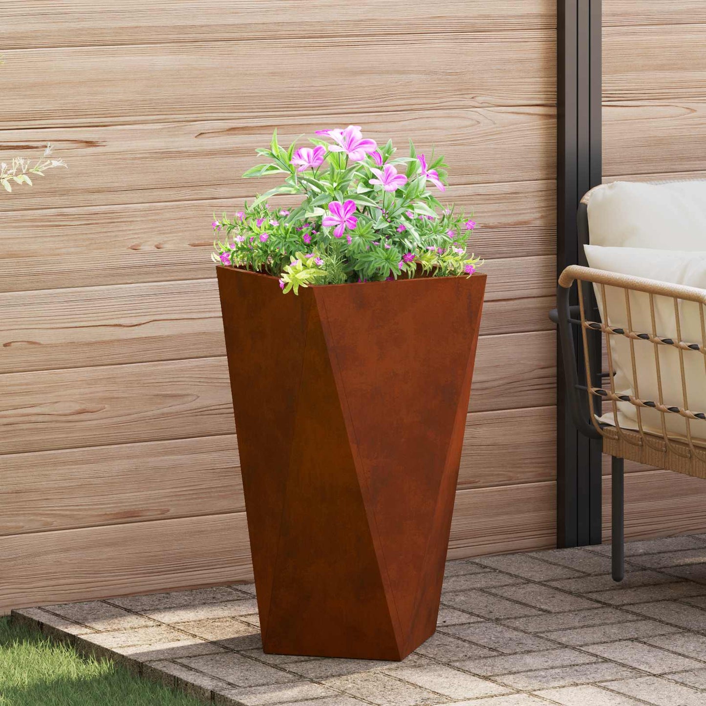 Plantekassed 2 pcs Rusten 40 x 40 x 75 cm Cortenstål