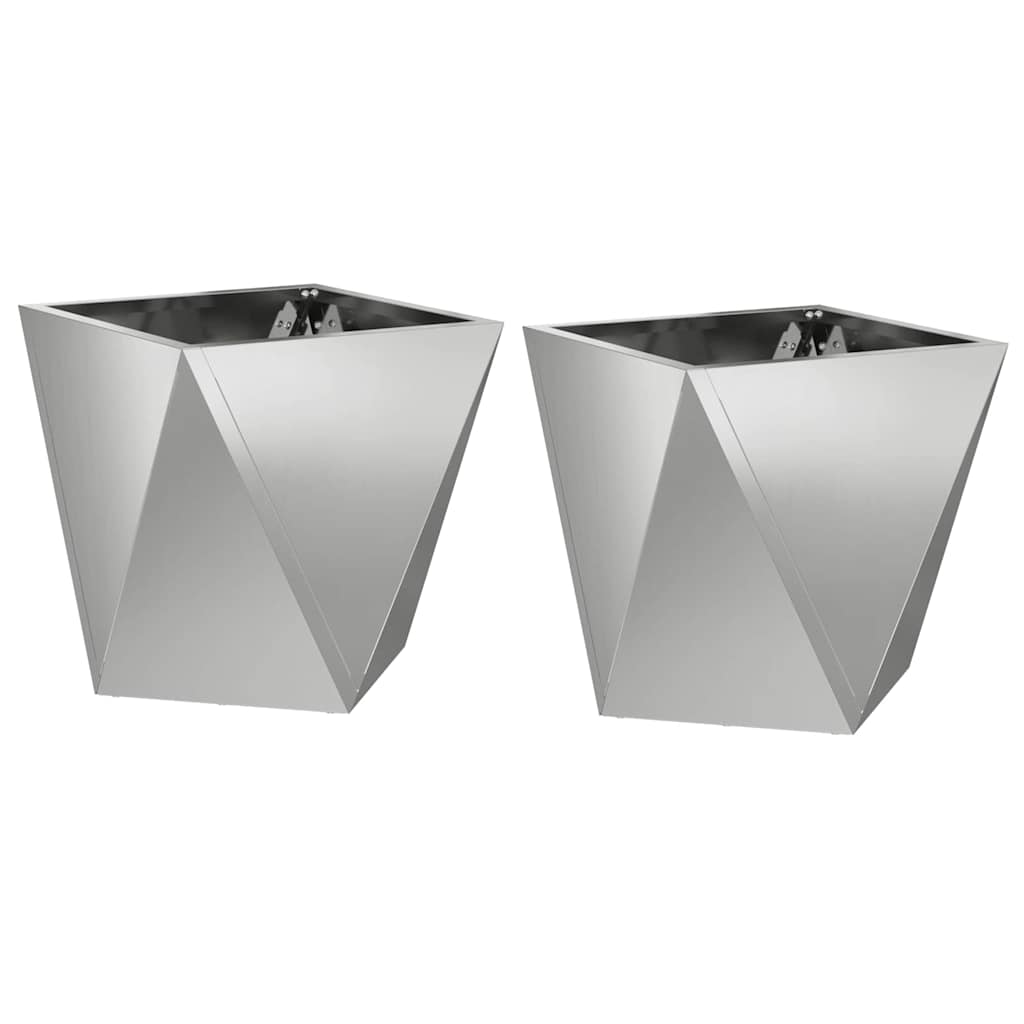 Plantekassed 2 pcs sølv 30 x 30 x 30 cm Galvanisert Stål