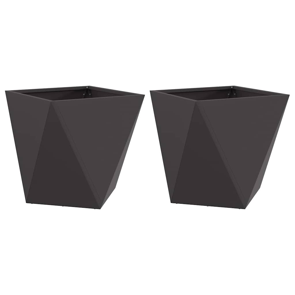Plantekassed 2 pcs Svart 50 x 50 x 50 cm Stål