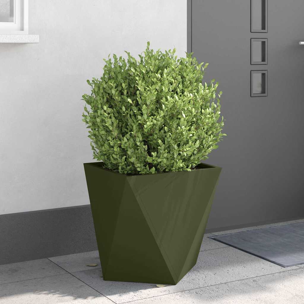 Plantekassed 2 pcs Olivengrønn 50 x 50 x 50 cm Stål