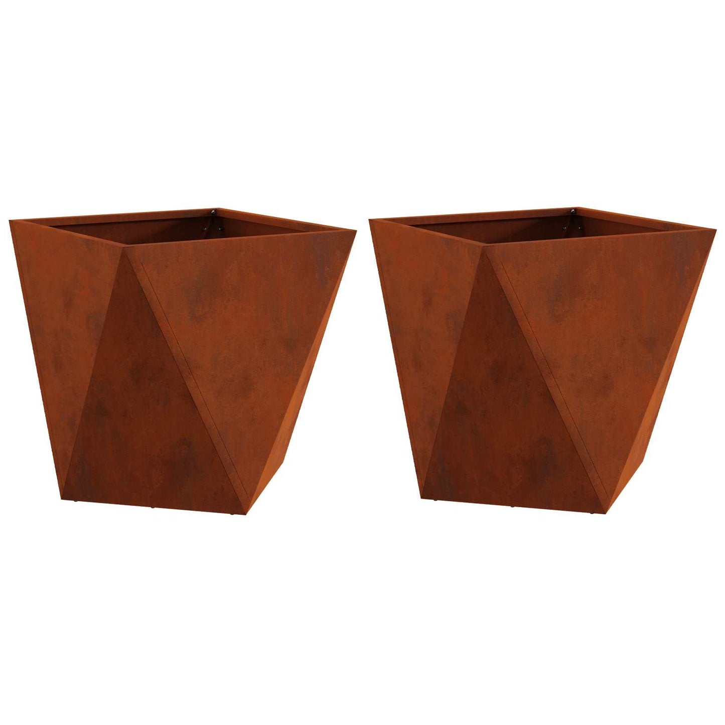 Plantekassed 2 stk. Rusten 50 x 50 x 50 cm Cortenstål
