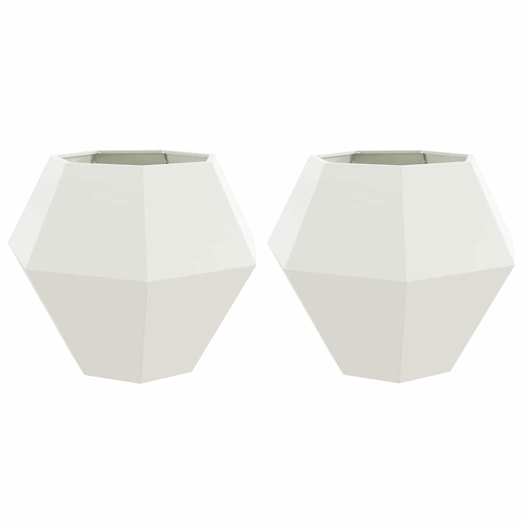 Plantekassed 2 pcs Hvit 100 x 100 x 80 cm Stål