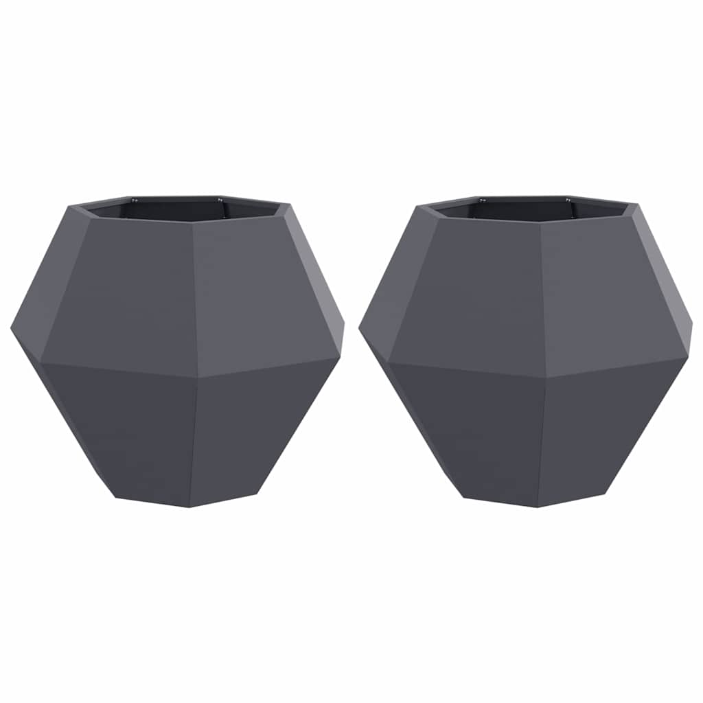 Plantekassed 2 pcs Antrasitt 75 x 75 x 60 cm Stål