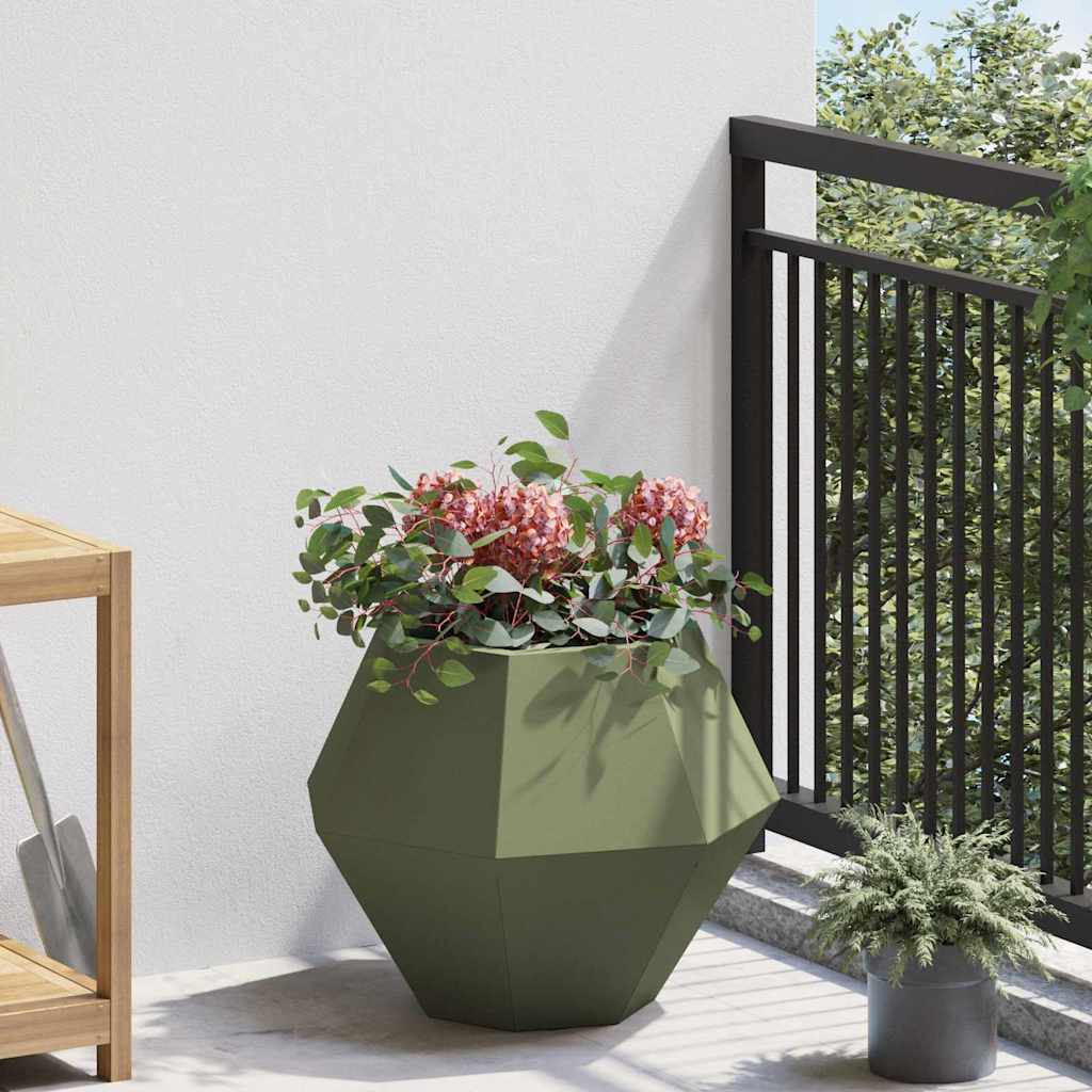 Plantekassed 2 pcs Olivengrønn 50 x 50 x 40 cm Stål