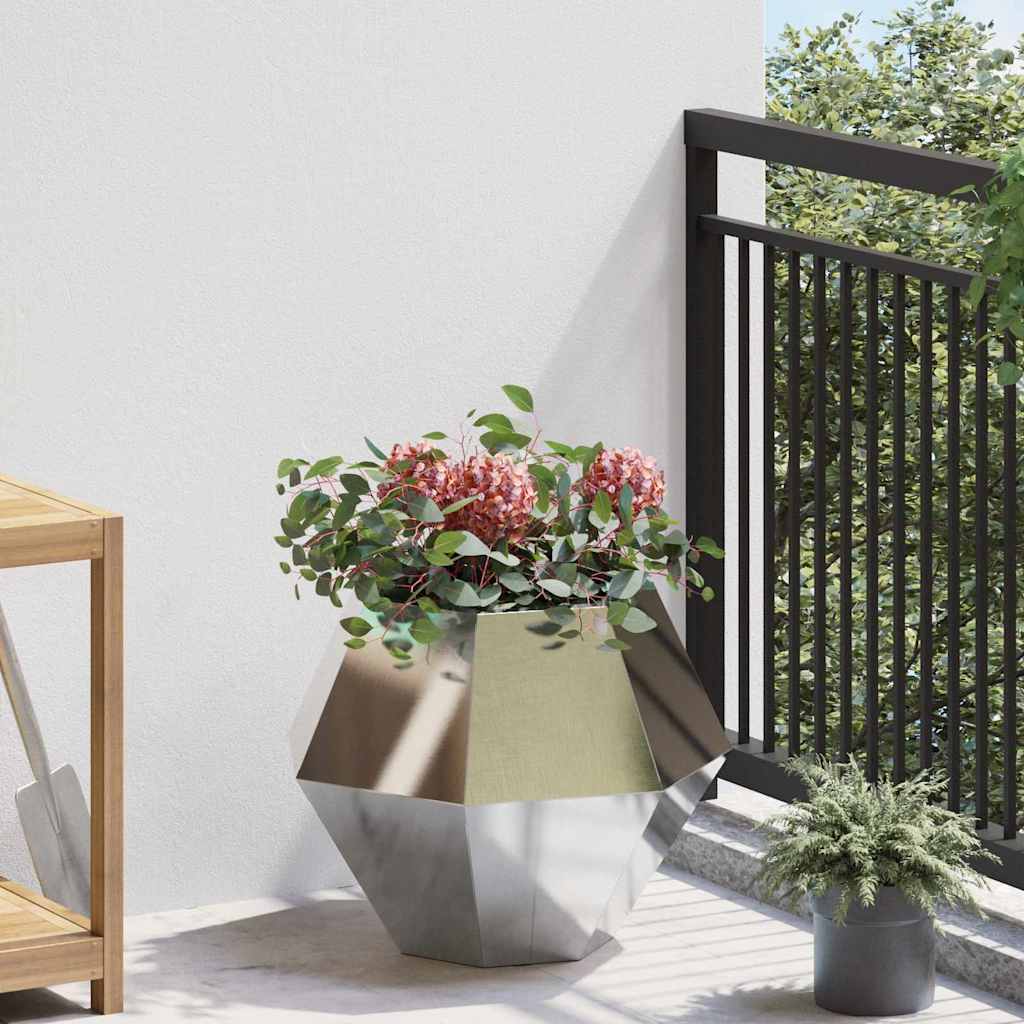 Plantekassed 2 pcs sølv 50 x 50 x 40 cm Rustfritt Stål