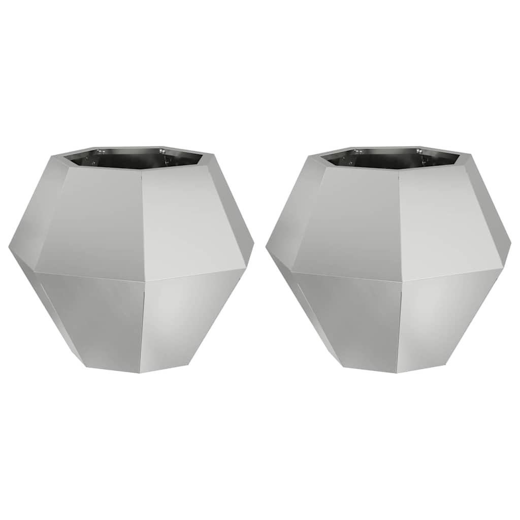 Plantekassed 2 pcs sølv 50 x 50 x 40 cm Galvanisert Stål