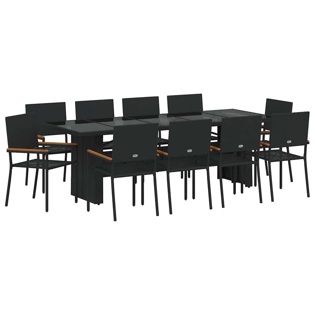Hage Spisegruppe 11 pcs Svart polyrotting