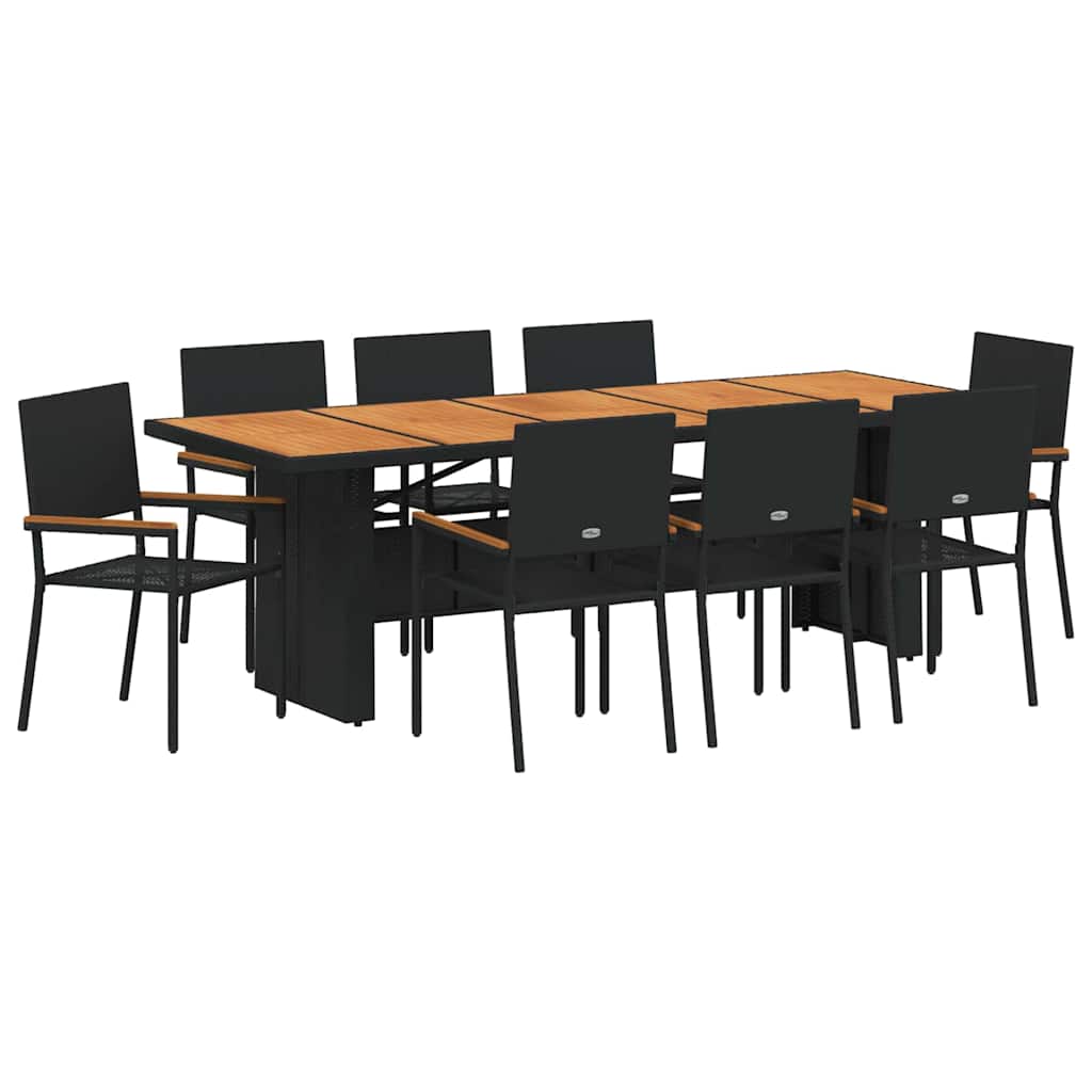 Hage Spisegruppe 9 pcs Svart polyrotting