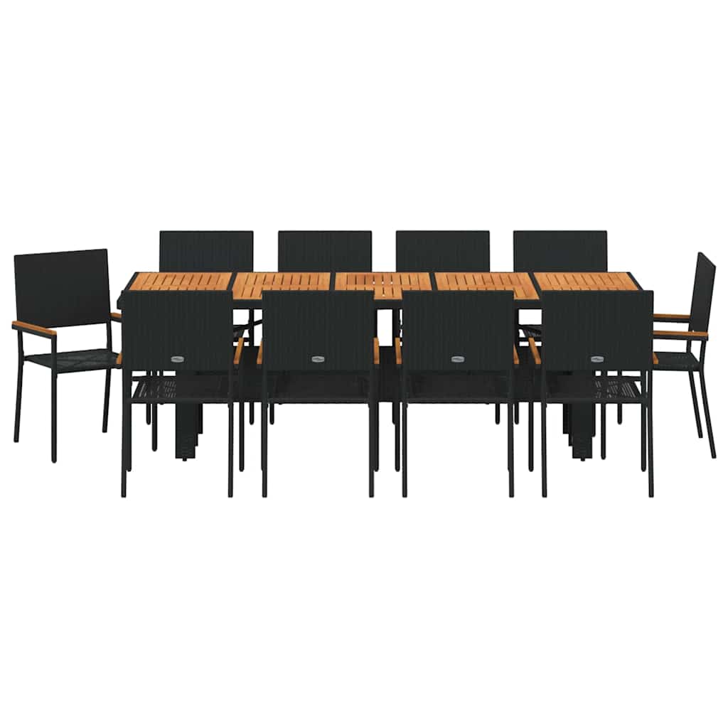 Hage Spisegruppe 11 pcs Svart polyrotting