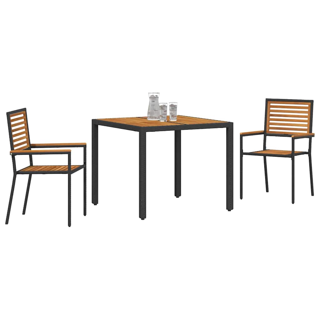 Hage Spisegruppe 3 pcs Svart og Brun polyrotting