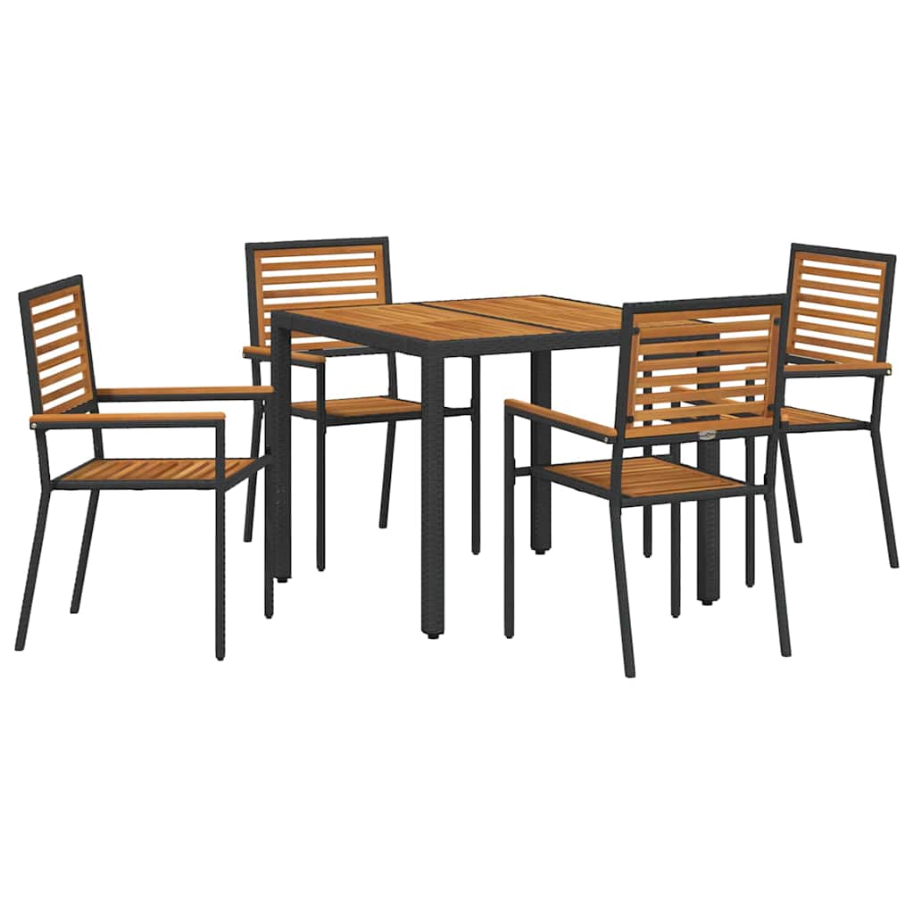 Hage Spisegruppe 5 pcs Svart, Tre 90 x 90 x 75 cm polyrotting