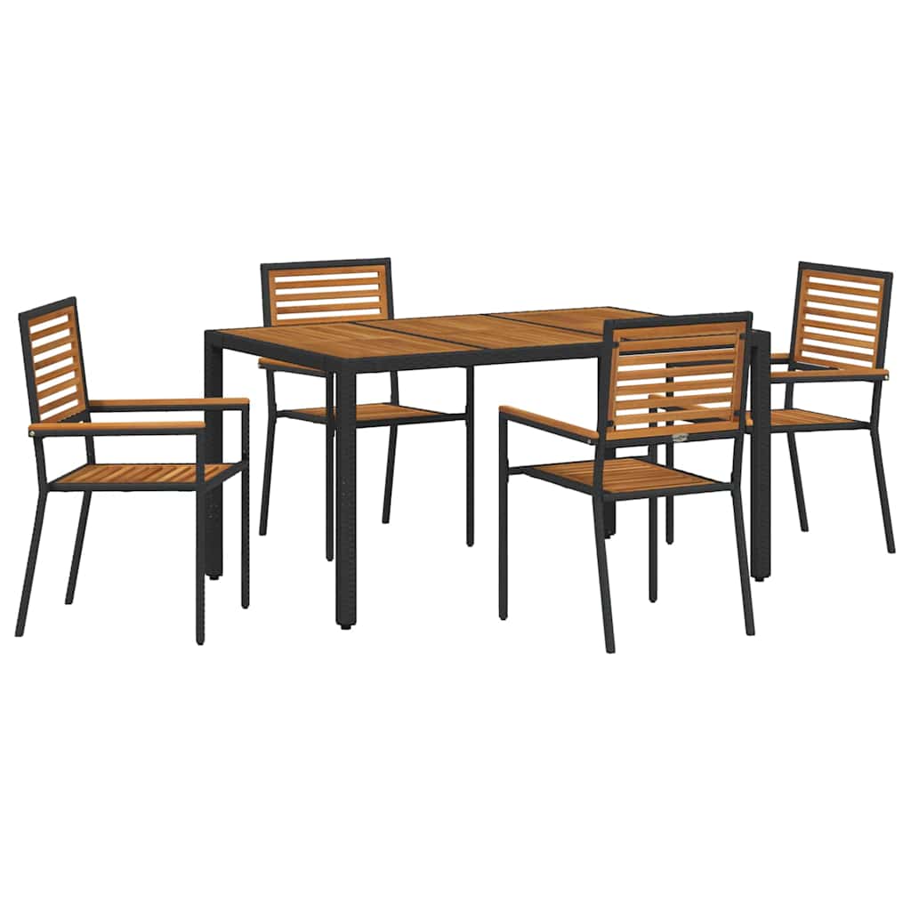Hage Spisegruppe 5 pcs Svart og Brun polyrotting