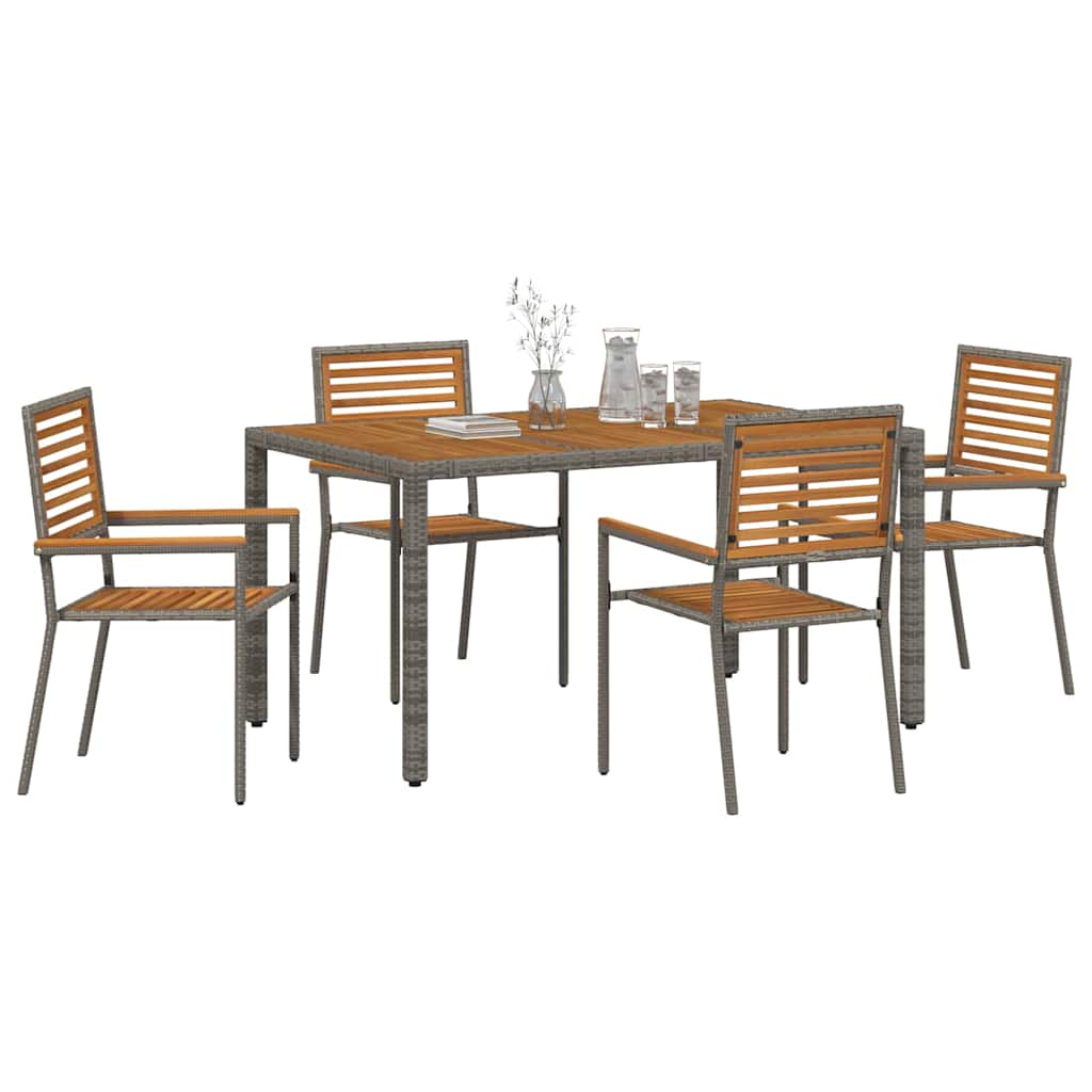 Hage Spisegruppe 5 pcs Grå og Brun polyrotting vidaXL