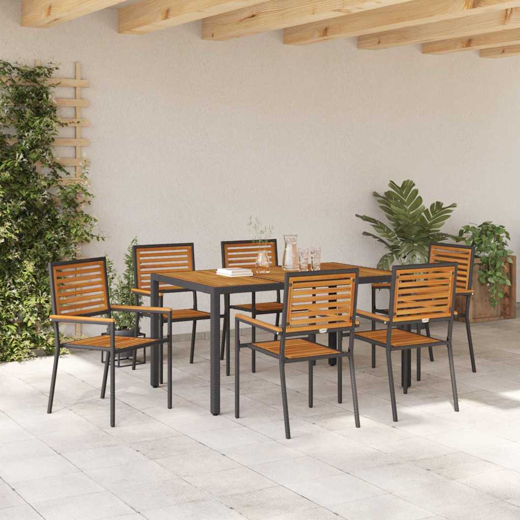 Hage Spisegruppe 7 pcs Svart 150 x 90 x 75 cm polyrotting