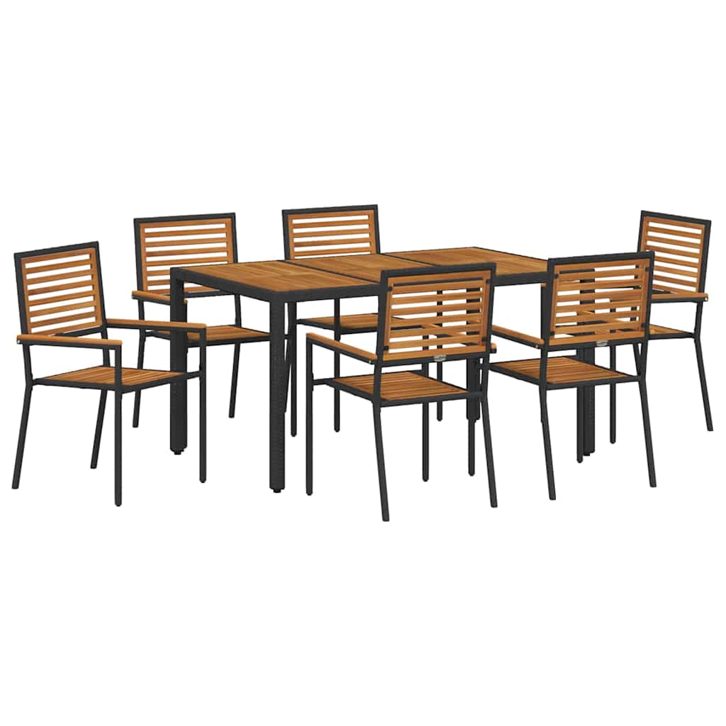 Hage Spisegruppe 7 pcs Svart og Brun polyrotting