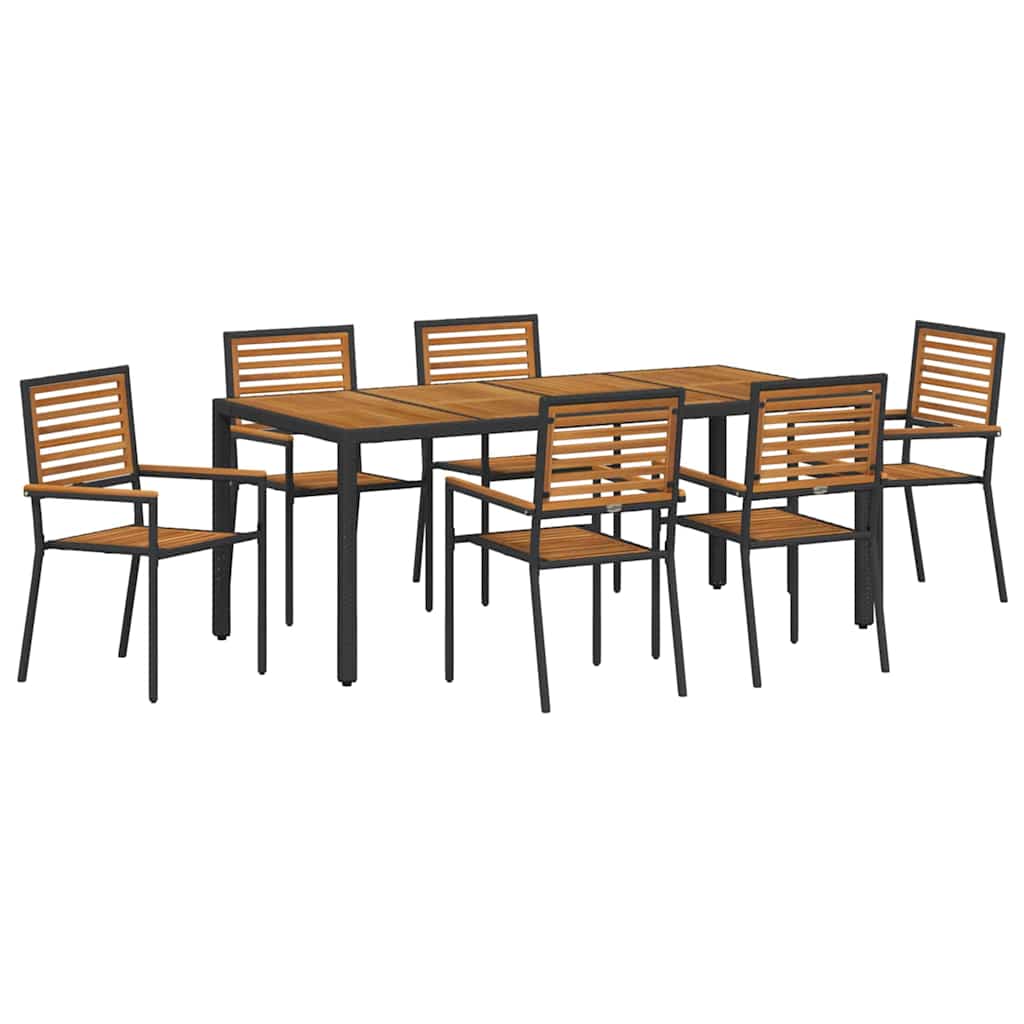 Hage Spisegruppe 7 pcs Svart og Brun polyrotting