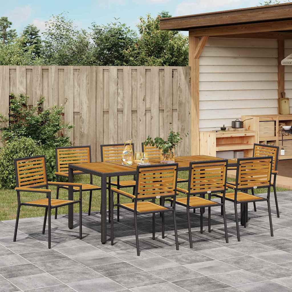 Hage Spisegruppe 9 pcs Svart og Brun polyrotting