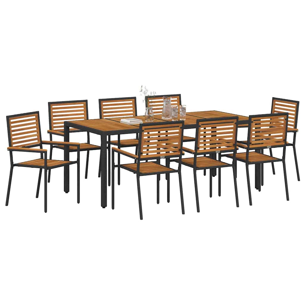 Hage Spisegruppe 9 pcs Svart og Brun polyrotting