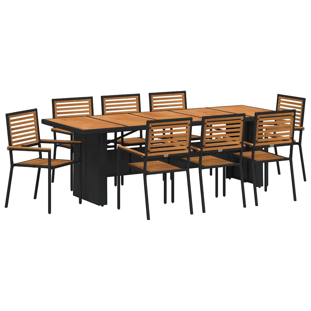 Hage Spisegruppe 9 pcs Svart og Brun polyrotting