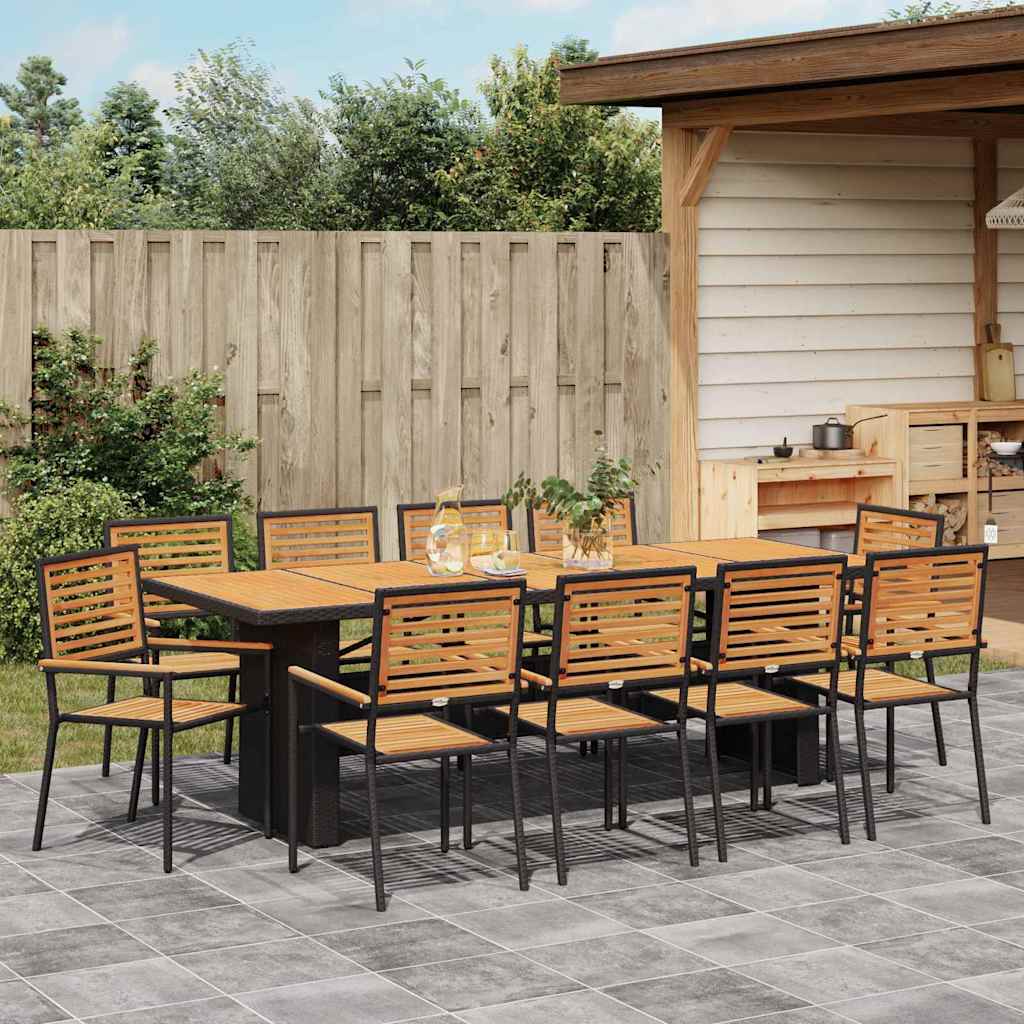 Hage Spisegruppe 11 pcs Svart og Brun polyrotting