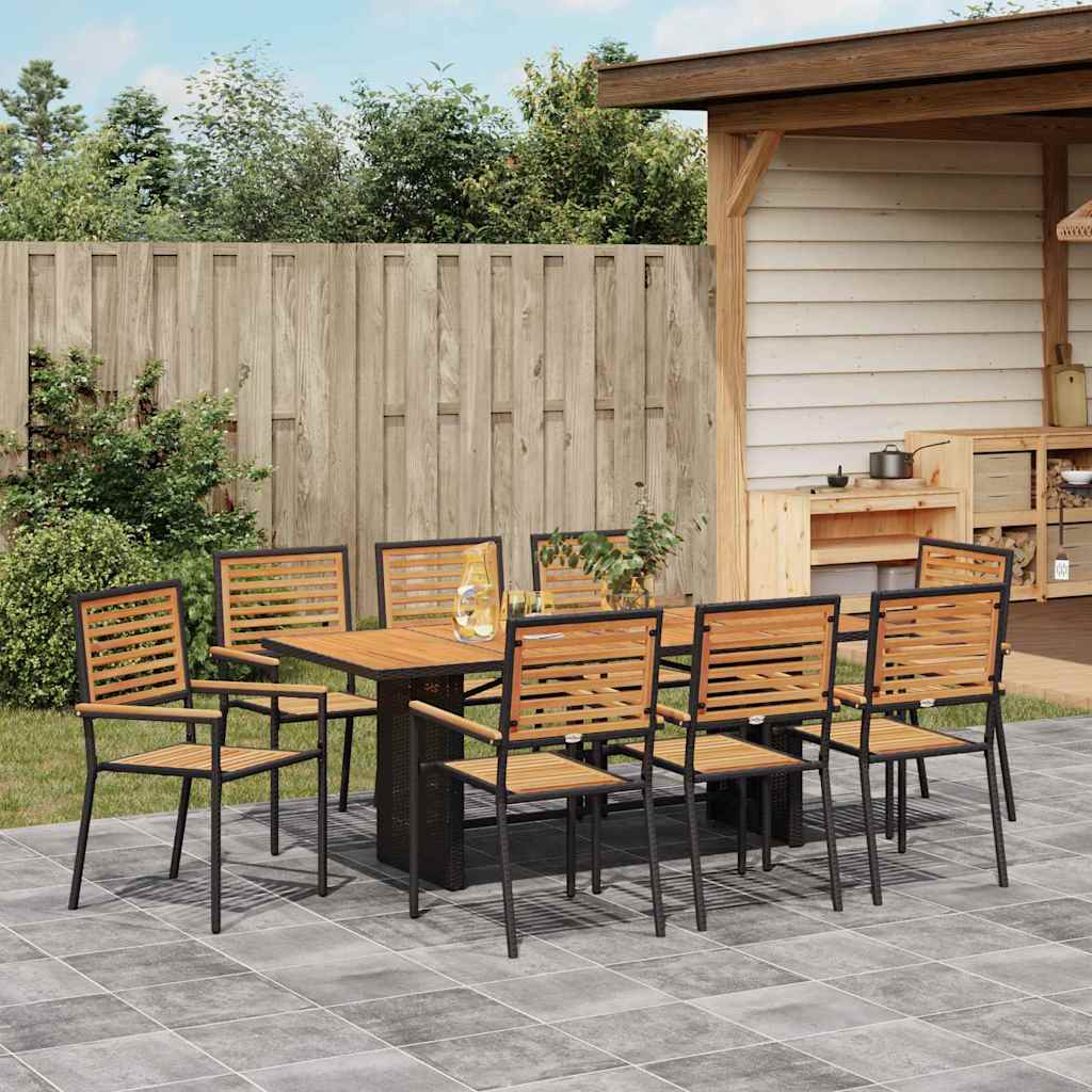 Hage Spisegruppe 9 pcs Svart og Brun polyrotting