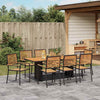 Hage Spisegruppe 9 pcs Svart og Brun 190 x 80 x 75 cm