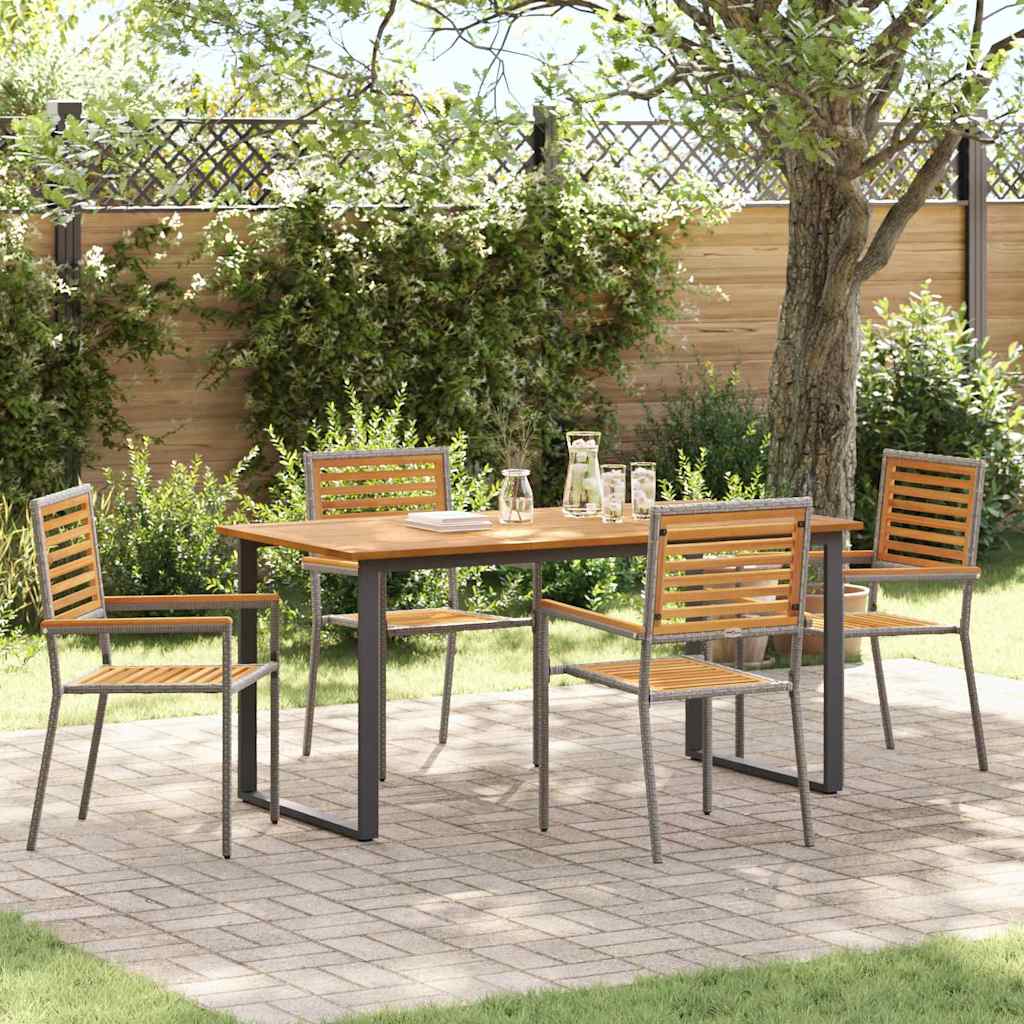 Hage Spisegruppe 5 pcs Grå Solid akasietre