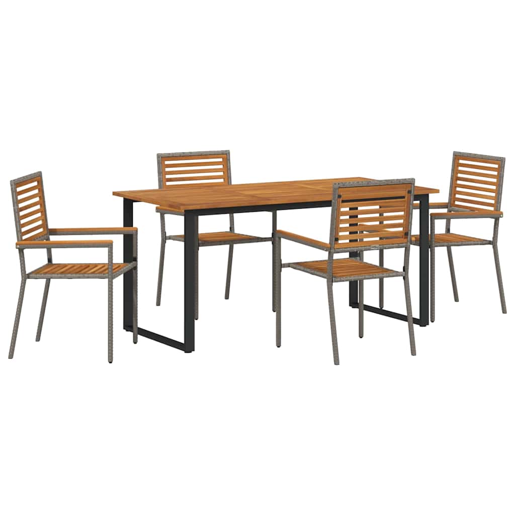 Hage Spisegruppe 5 pcs Grå Solid akasietre