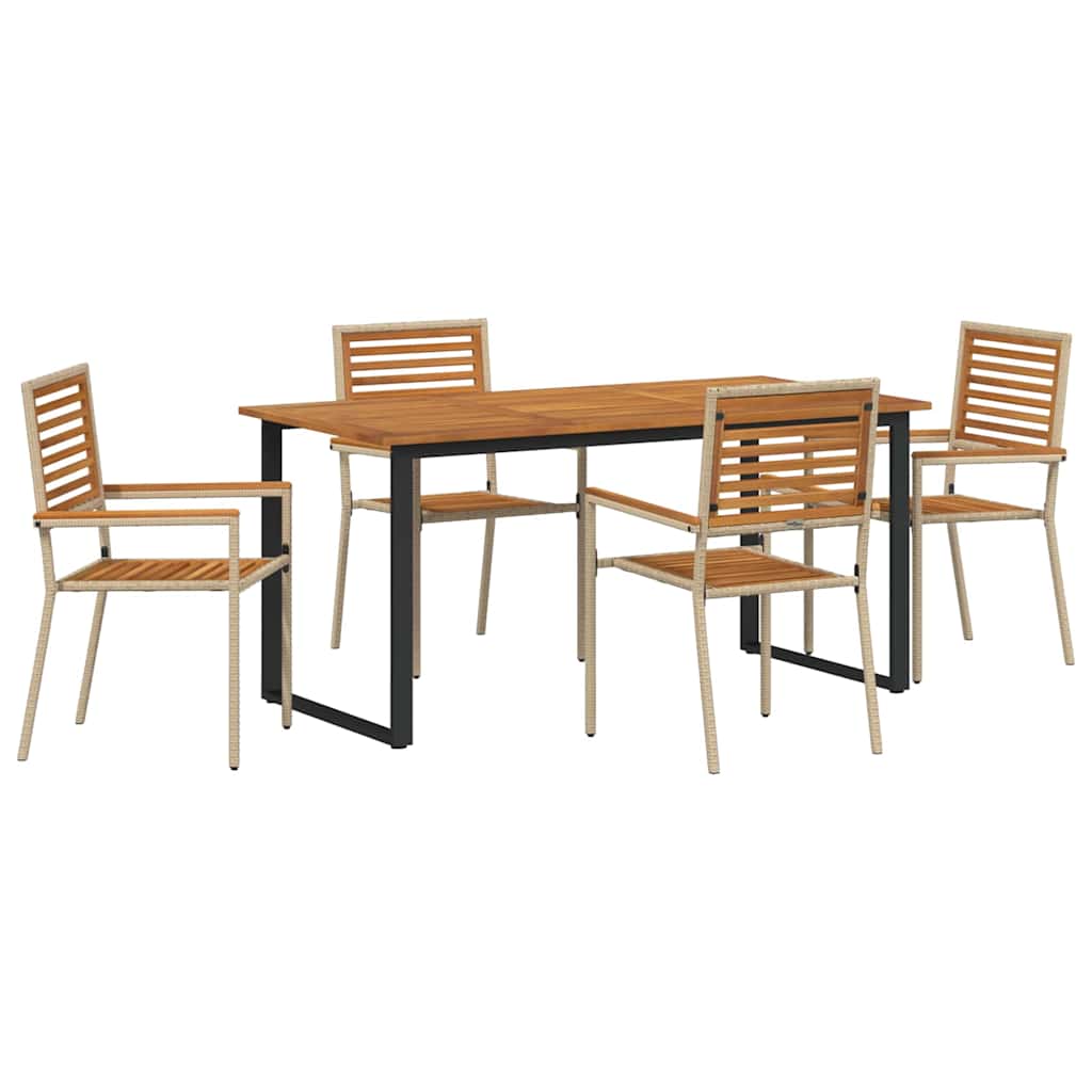 Hage Spisegruppe 5 pcs Beige Solid akasietre